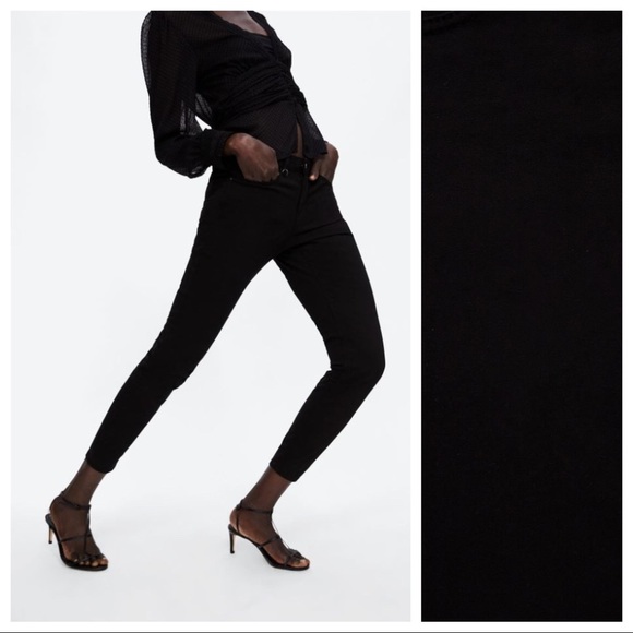 NWT. Zara Black Cotton Trousers. Size 6. - Picture 3 of 11